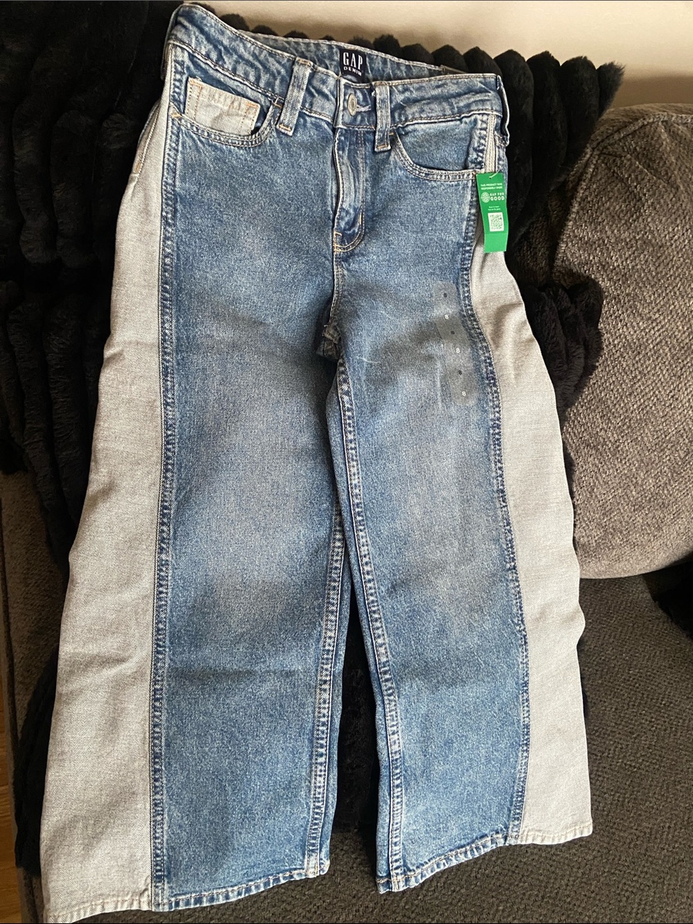 GAP Two-Tone Wide Leg Jeans in Medium & Light Blue
